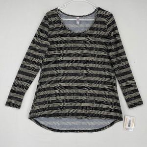 LuLaRoe Lynnae Long Sleeve Knit Top Taupe Black S